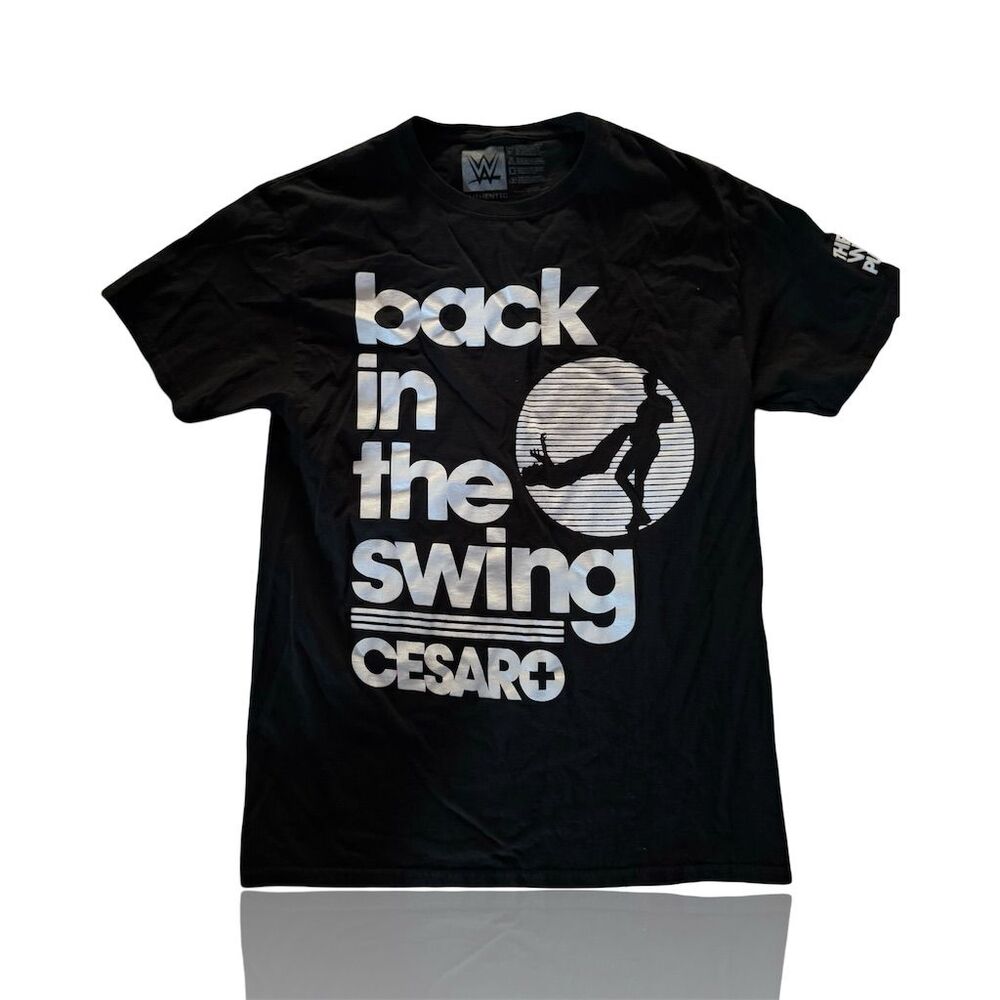 WWE Cesaro "Back In The Swing" Men's Black Graphic T-Shirt Size M